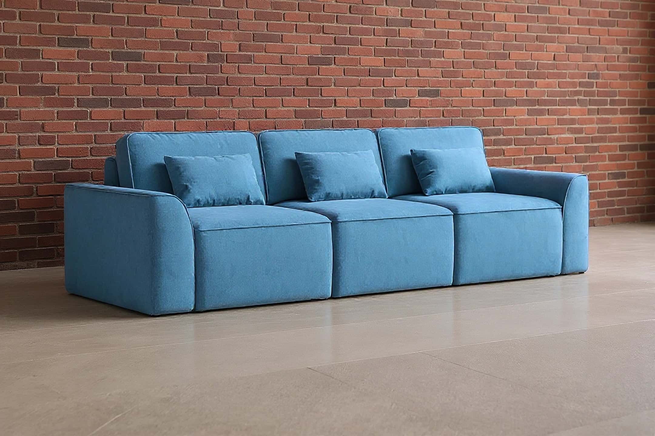 синий модульный диван