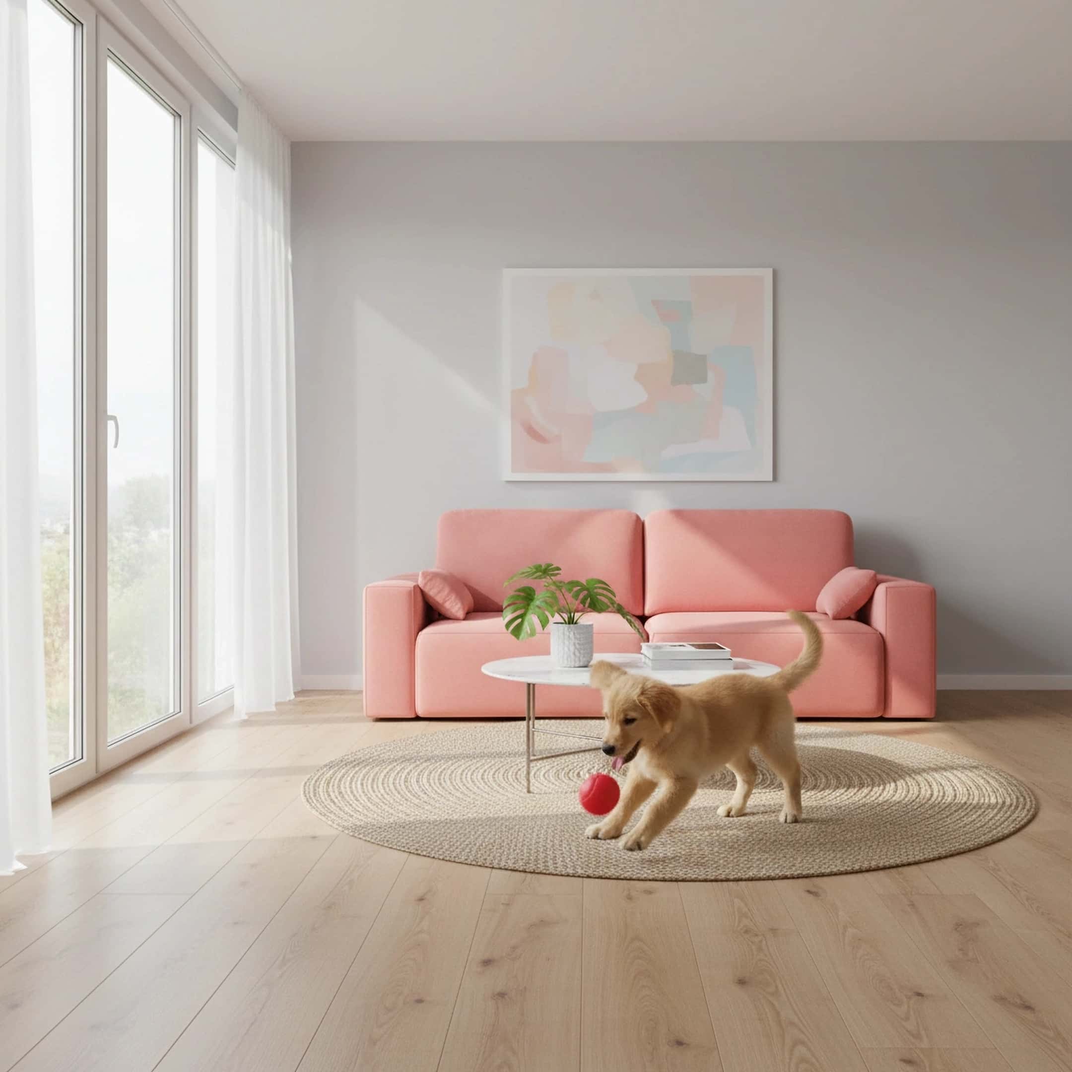 розовый модульный диван